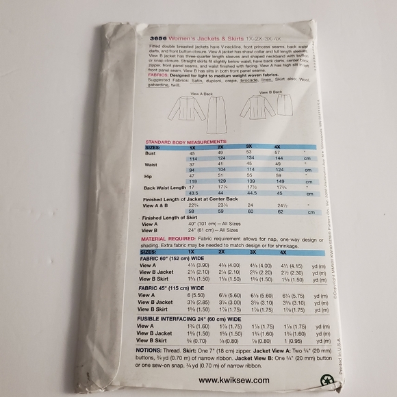 VTG Kwik Sew 3656 Mid & Maxi Skirt & Jacket Pattern Uncut Plus Size 1X-4X Modest - Picture 6 of 8